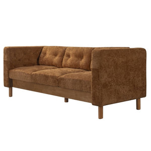 English Elm 78 Inch Three Seat Chenille Sofa Tufted Pillow Back Walnut Legs Living Room Orange N763P480705G
