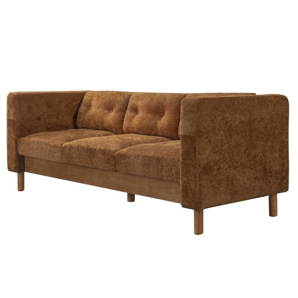English Elm 78 Inch Three Seat Chenille Sofa Tufted Pillow Back Walnut Legs Living Room Orange N763P480705G