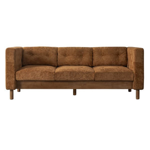 English Elm 78 Inch Three Seat Chenille Sofa Tufted Pillow Back Walnut Legs Living Room Orange N763P480705G