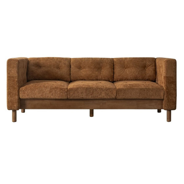 English Elm 78 Inch Three Seat Chenille Sofa Tufted Pillow Back Walnut Legs Living Room Orange N763P480705G