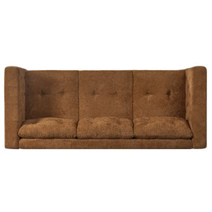 English Elm 78 Inch Three Seat Chenille Sofa Tufted Pillow Back Walnut Legs Living Room Orange N763P480705G