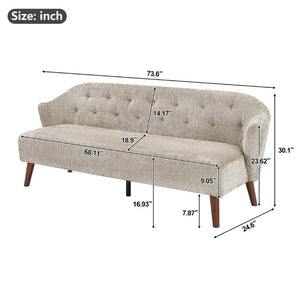 English Elm Modern Button Tufted Three Seater Sofa Plush Upholstered Mid Century Living Room Couch Brown N763P483968D