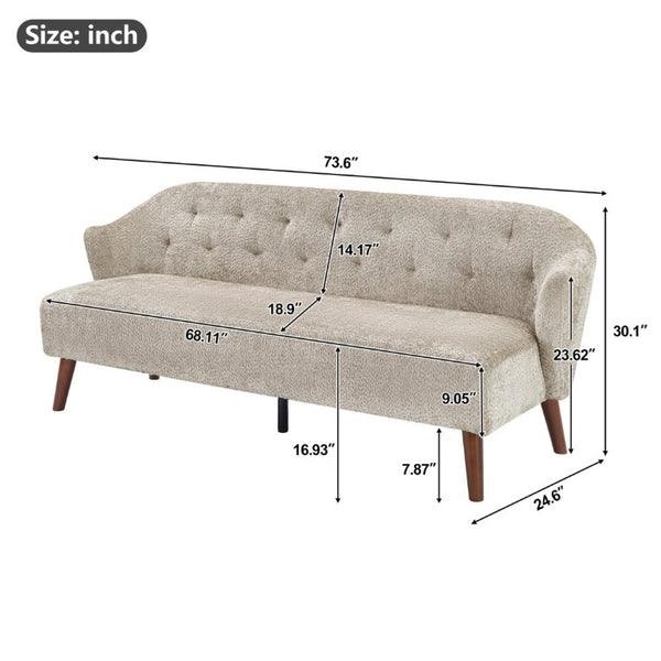 English Elm Modern Button Tufted Three Seater Sofa Plush Upholstered Mid Century Living Room Couch Brown N763P483968D