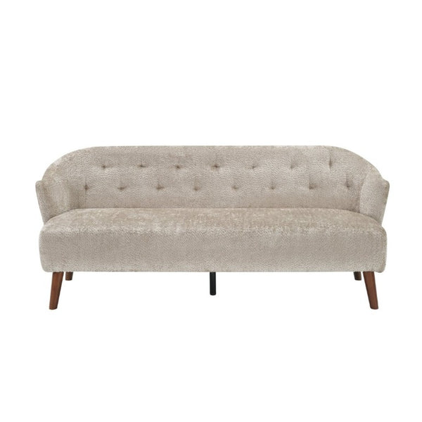 English Elm Modern Button Tufted Three Seater Sofa Plush Upholstered Mid Century Living Room Couch Brown N763P483968D