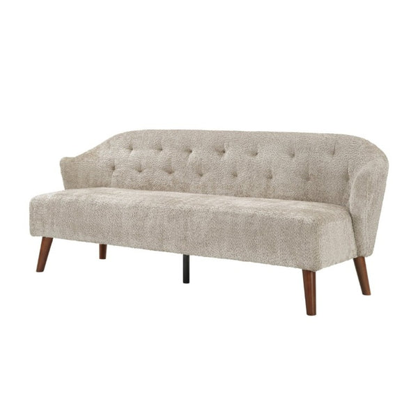 English Elm Modern Button Tufted Three Seater Sofa Plush Upholstered Mid Century Living Room Couch Brown N763P483968D