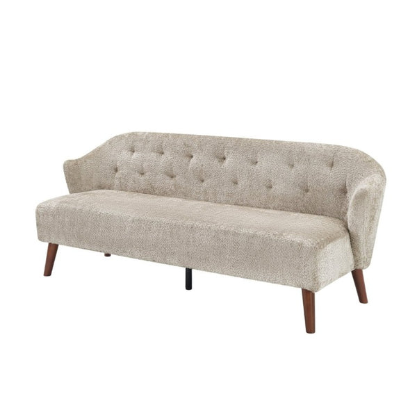English Elm Modern Button Tufted Three Seater Sofa Plush Upholstered Mid Century Living Room Couch Brown N763P483968D