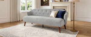English Elm Modern Button Tufted Three Seater Sofa Plush Upholstered Mid Century Living Room Couch Light Grey N763P483968E