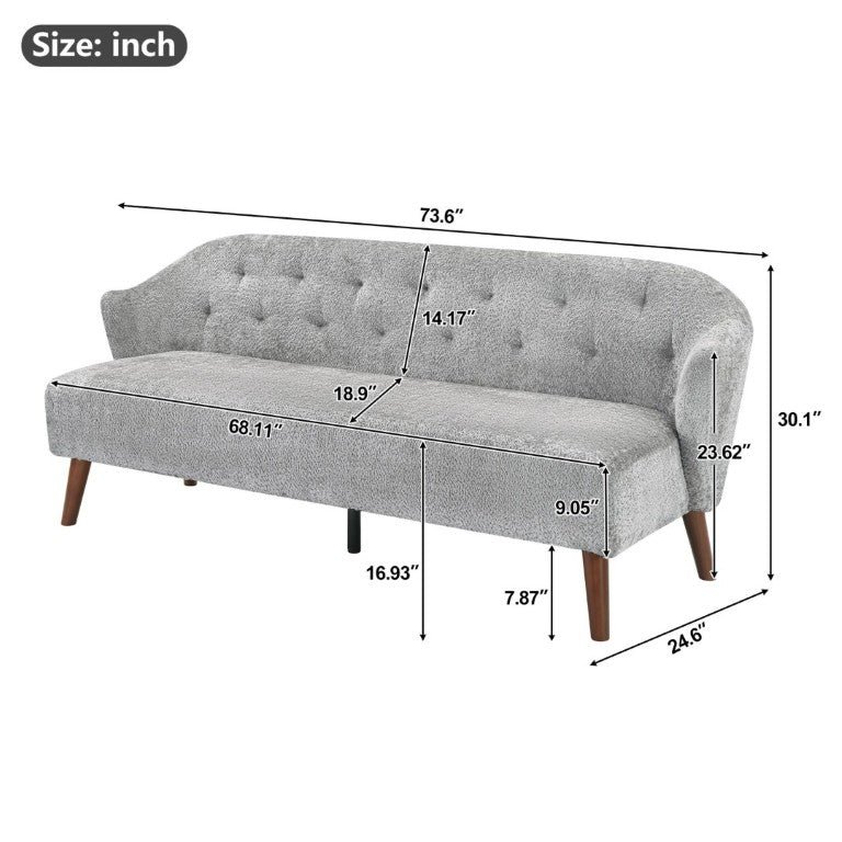 English Elm Modern Button Tufted Three Seater Sofa Plush Upholstered Mid Century Living Room Couch Light Grey N763P483968E