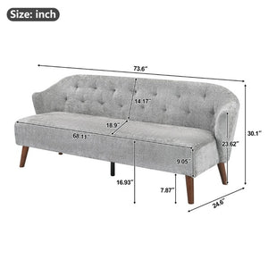 English Elm Modern Button Tufted Three Seater Sofa Plush Upholstered Mid Century Living Room Couch Light Grey N763P483968E
