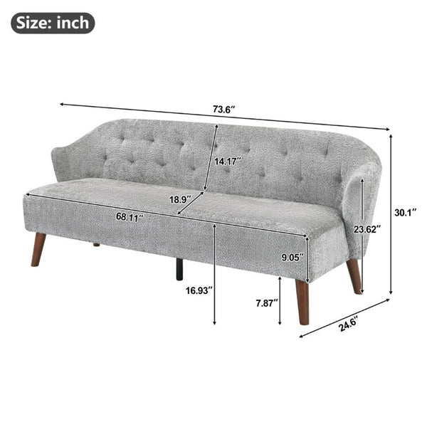 English Elm Modern Button Tufted Three Seater Sofa Plush Upholstered Mid Century Living Room Couch Light Grey N763P483968E