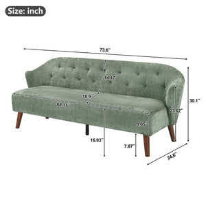 English Elm Modern Button Tufted Three Seater Sofa Plush Upholstered Mid Century Living Room Couch Green N763P483968F