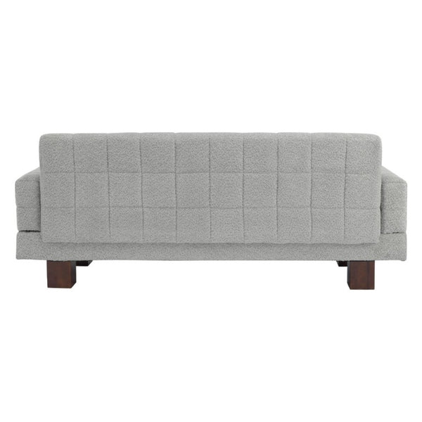English Elm Modern Boucle Loveseat with Biscuit Tufted Back Square Arms and Walnut Legs Light Grey-Blue N763P485476C