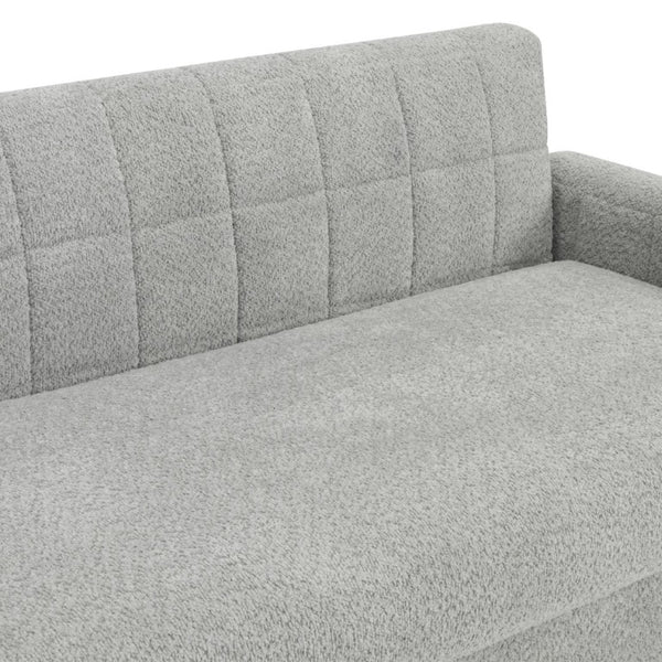 English Elm Modern Boucle Loveseat with Biscuit Tufted Back Square Arms and Walnut Legs Light Grey-Blue N763P485476C
