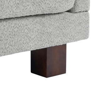 English Elm Modern Boucle Loveseat with Biscuit Tufted Back Square Arms and Walnut Legs Light Grey-Blue N763P485476C