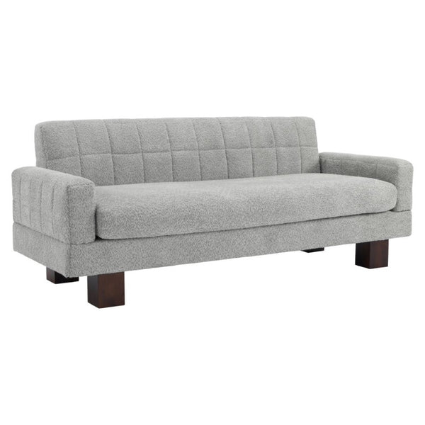 English Elm Modern Boucle Loveseat with Biscuit Tufted Back Square Arms and Walnut Legs Light Grey-Blue N763P485476C