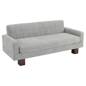 English Elm Modern Boucle Loveseat with Biscuit Tufted Back Square Arms and Walnut Legs Light Grey-Blue N763P485476C
