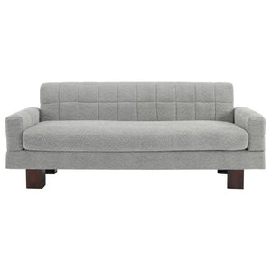 English Elm Modern Boucle Loveseat with Biscuit Tufted Back Square Arms and Walnut Legs Light Grey-Blue N763P485476C