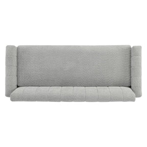 English Elm Modern Boucle Loveseat with Biscuit Tufted Back Square Arms and Walnut Legs Light Grey-Blue N763P485476C