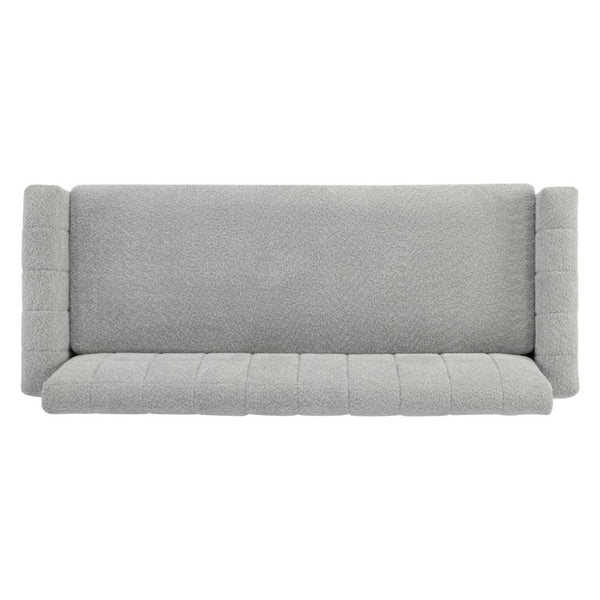 English Elm Modern Boucle Loveseat with Biscuit Tufted Back Square Arms and Walnut Legs Light Grey-Blue N763P485476C