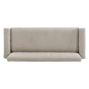 English Elm Modern Boucle Loveseat with Biscuit Tufted Back Square Arms and Walnut Legs Oatmeal N763P485476E