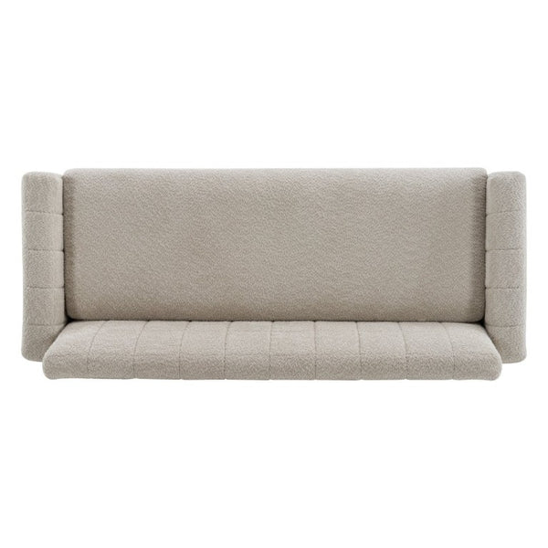 English Elm Modern Boucle Loveseat with Biscuit Tufted Back Square Arms and Walnut Legs Oatmeal N763P485476E