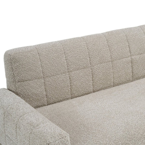 English Elm Modern Boucle Loveseat with Biscuit Tufted Back Square Arms and Walnut Legs Oatmeal N763P485476E