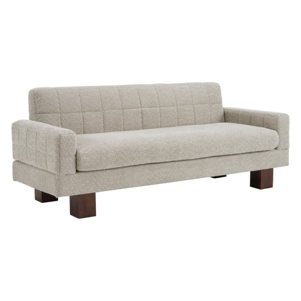 English Elm Modern Boucle Loveseat with Biscuit Tufted Back Square Arms and Walnut Legs Oatmeal N763P485476E