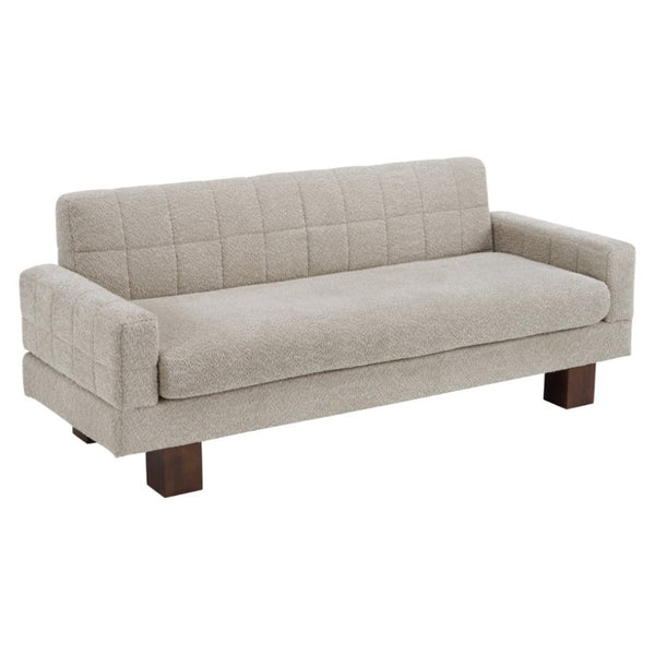 English Elm Modern Boucle Loveseat with Biscuit Tufted Back Square Arms and Walnut Legs Oatmeal N763P485476E