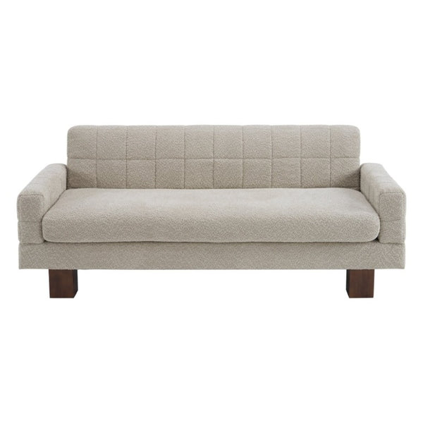 English Elm Modern Boucle Loveseat with Biscuit Tufted Back Square Arms and Walnut Legs Oatmeal N763P485476E
