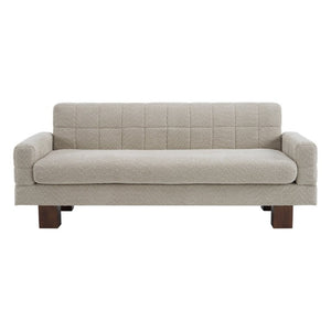 English Elm Modern Boucle Loveseat with Biscuit Tufted Back Square Arms and Walnut Legs Oatmeal N763P485476E