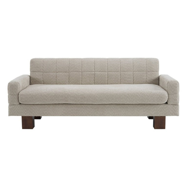 English Elm Modern Boucle Loveseat with Biscuit Tufted Back Square Arms and Walnut Legs Oatmeal N763P485476E