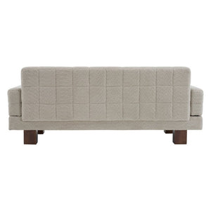 English Elm Modern Boucle Loveseat with Biscuit Tufted Back Square Arms and Walnut Legs Oatmeal N763P485476E
