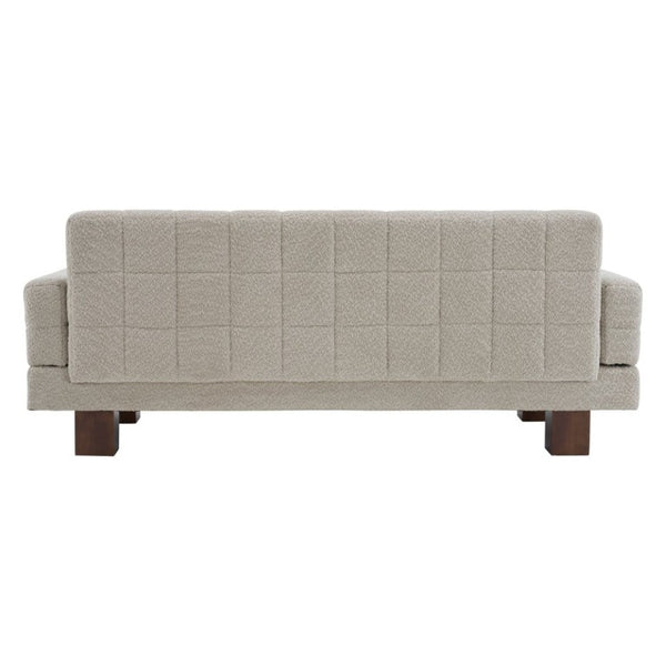English Elm Modern Boucle Loveseat with Biscuit Tufted Back Square Arms and Walnut Legs Oatmeal N763P485476E