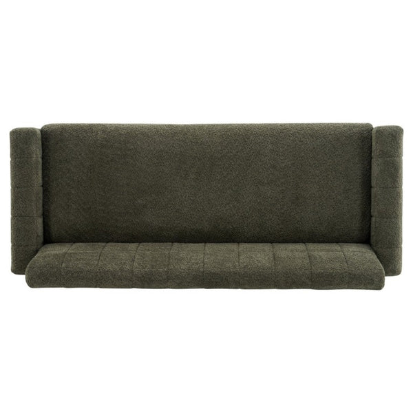 English Elm Modern Boucle Loveseat with Biscuit Tufted Back Square Arms and Walnut Legs Green N763P485476F