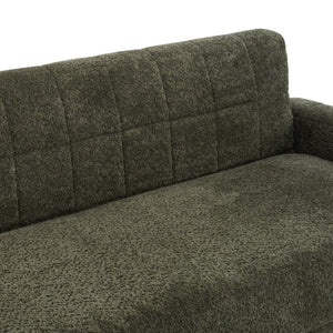 English Elm Modern Boucle Loveseat with Biscuit Tufted Back Square Arms and Walnut Legs Green N763P485476F