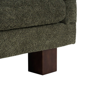 English Elm Modern Boucle Loveseat with Biscuit Tufted Back Square Arms and Walnut Legs Green N763P485476F