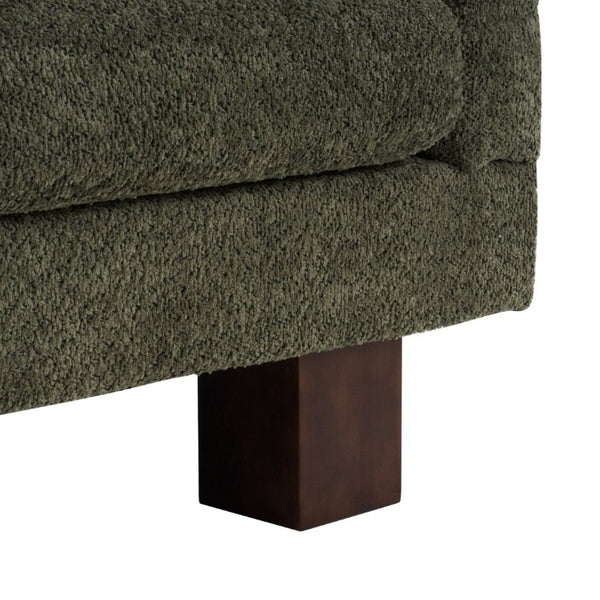 English Elm Modern Boucle Loveseat with Biscuit Tufted Back Square Arms and Walnut Legs Green N763P485476F