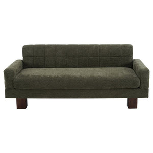 English Elm Modern Boucle Loveseat with Biscuit Tufted Back Square Arms and Walnut Legs Green N763P485476F