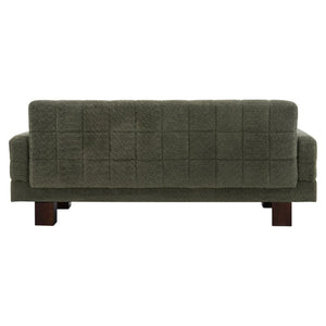 English Elm Modern Boucle Loveseat with Biscuit Tufted Back Square Arms and Walnut Legs Green N763P485476F