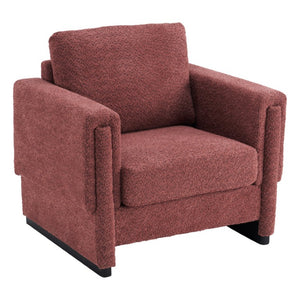 English Elm Upholstered Boucle Club Chair with Sled Base Square Arms for Modern Living Spaces N763P485477J