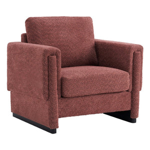 English Elm Upholstered Boucle Club Chair with Sled Base Square Arms for Modern Living Spaces N763P485477J