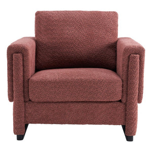 English Elm Upholstered Boucle Club Chair with Sled Base Square Arms for Modern Living Spaces N763P485477J