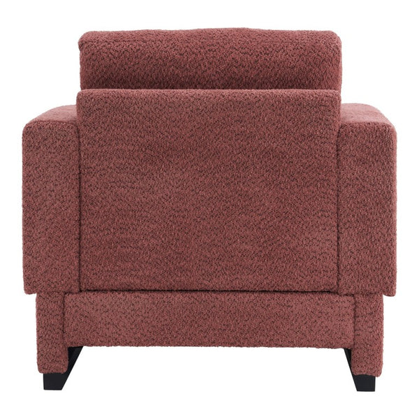 English Elm Upholstered Boucle Club Chair with Sled Base Square Arms for Modern Living Spaces N763P485477J
