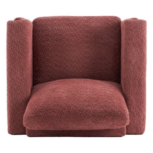 English Elm Upholstered Boucle Club Chair with Sled Base Square Arms for Modern Living Spaces N763P485477J