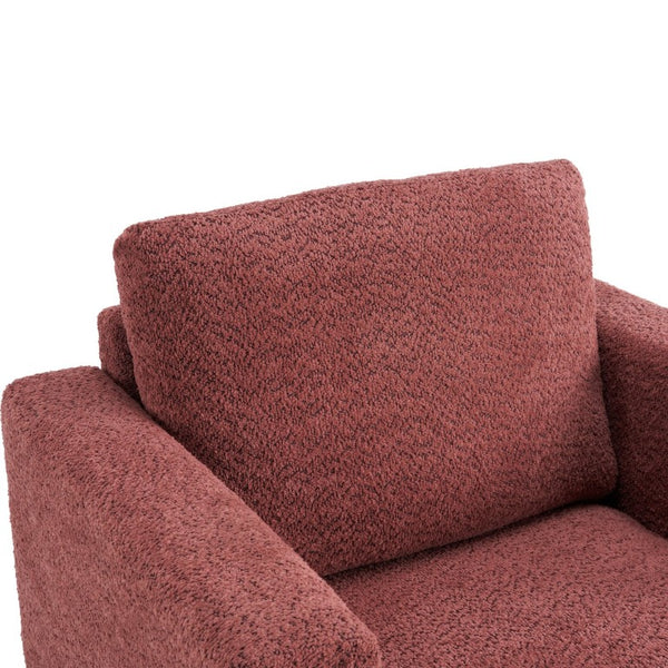 English Elm Upholstered Boucle Club Chair with Sled Base Square Arms for Modern Living Spaces N763P485477J