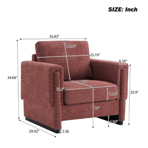 English Elm Upholstered Boucle Club Chair with Sled Base Square Arms for Modern Living Spaces N763P485477J