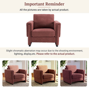 English Elm Upholstered Boucle Club Chair with Sled Base Square Arms for Modern Living Spaces N763P485477J