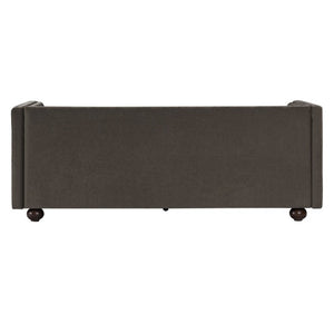 English Elm 77.2 Inch Chenille 3 Seater Sofa with Camel Back Square Arms and Rubberwood Legs Light Brown N763P492484D