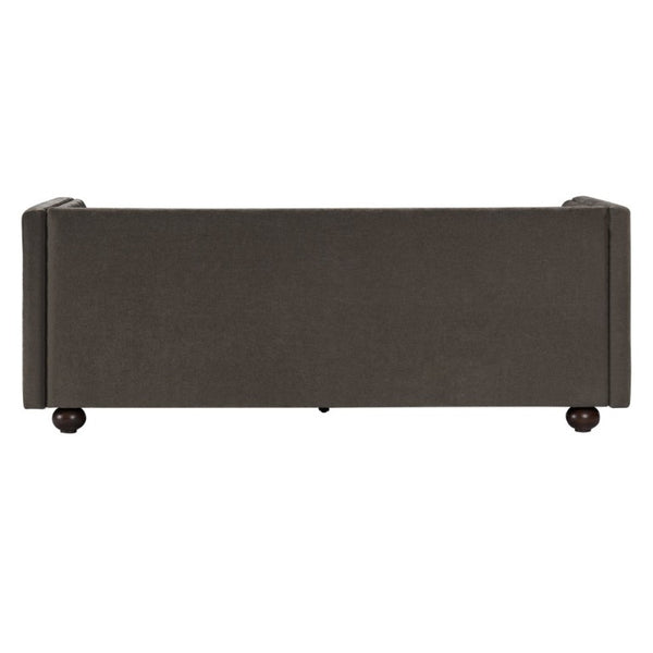 English Elm 77.2 Inch Chenille 3 Seater Sofa with Camel Back Square Arms and Rubberwood Legs Light Brown N763P492484D