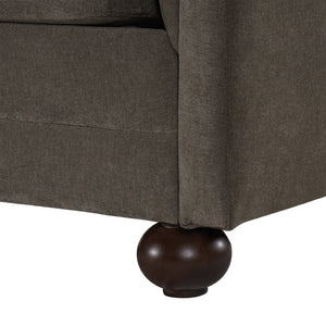 English Elm 77.2 Inch Chenille 3 Seater Sofa with Camel Back Square Arms and Rubberwood Legs Light Brown N763P492484D